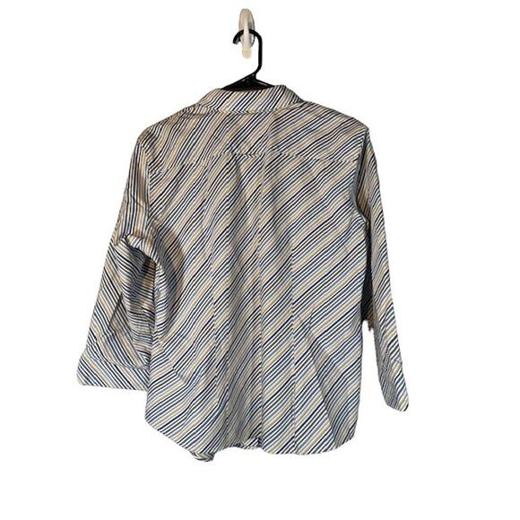 Faconnable White Multi-Color Striped Long Sleeve Button Down Shirt Women Sz L - Picture 2 of 8